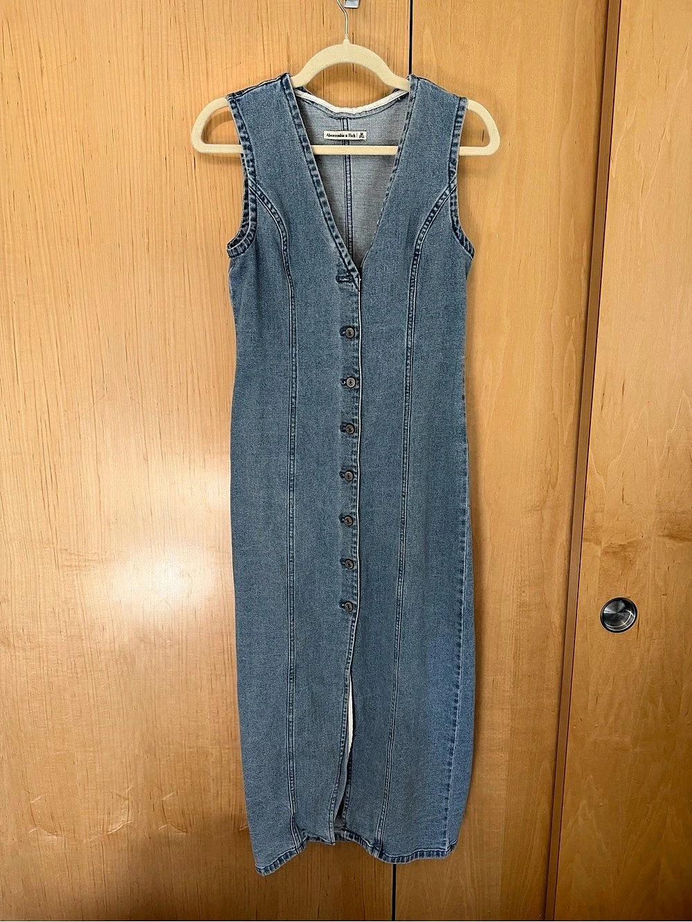 Abercrombie & Fitch Button-Down Denim Midi Dress Blue Medium